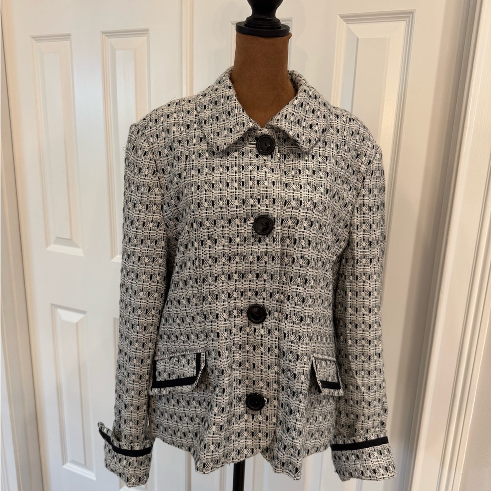 George Black and White Textured Blazer